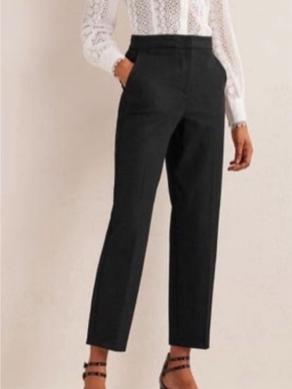 BODEN Tapered Wide Leg Trouser Black US 8P